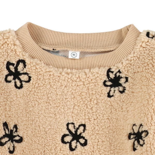 ボアフリース花刺繍トレーナー
