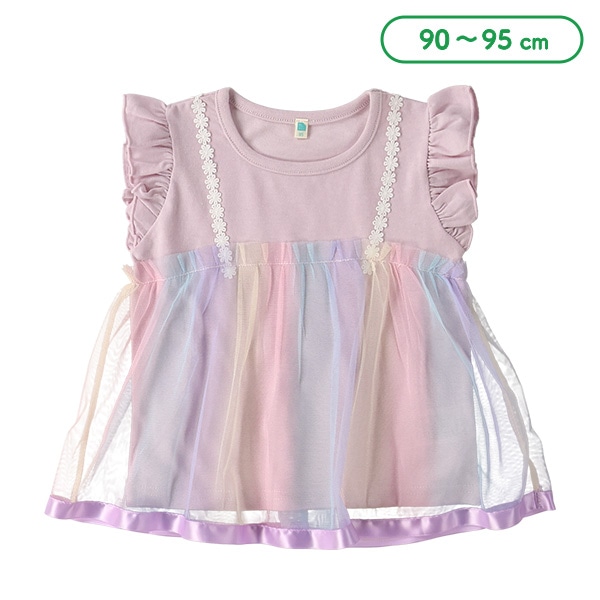 カラーチュールキャミソールレイヤード風Ｔシャツ