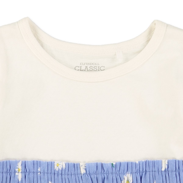 花柄プリーツ切り替え半袖Tシャツ