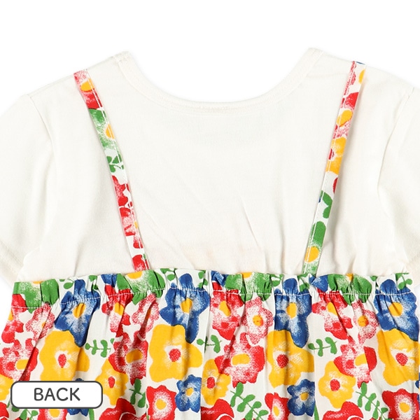 花柄キャミレイヤード風半袖Tシャツ