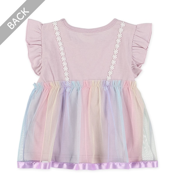 カラーチュールキャミレイヤード風フレンチＴシャツ