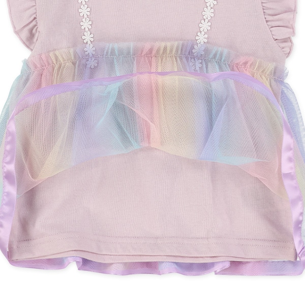 カラーチュールキャミレイヤード風フレンチＴシャツ