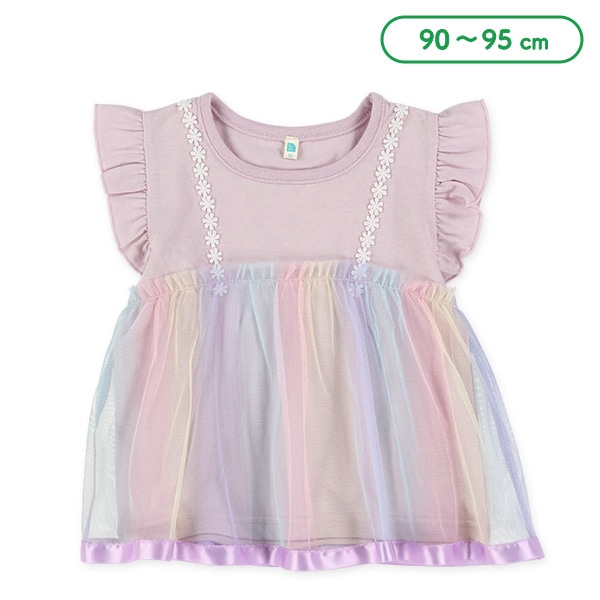 カラーチュールキャミレイヤード風フレンチＴシャツ