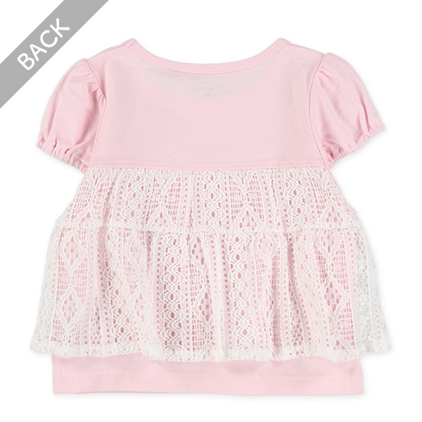 レース巻き切り替え半袖Tシャツ