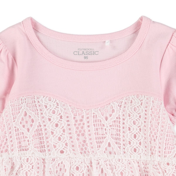 レース巻き切り替え半袖Tシャツ