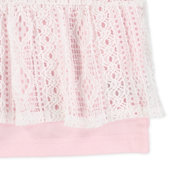 レース巻き切り替え半袖Tシャツ