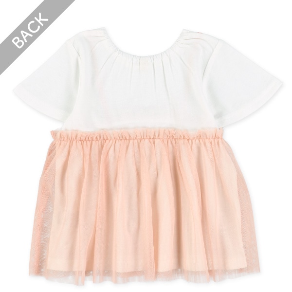 花モチーフ付きチュールキャミレイヤード風半袖Tシャツ