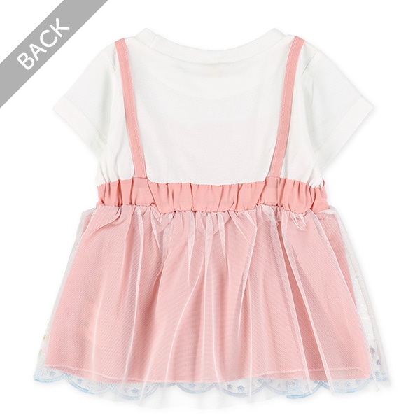 裾刺繍チュールキャミレイヤード風半袖Tシャツ