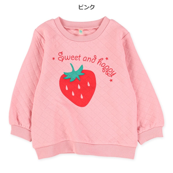 花・いちごプリントキルトトレーナー