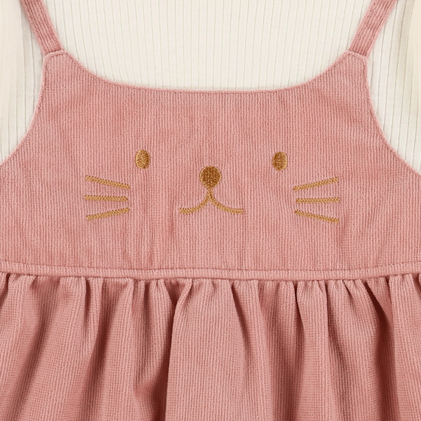 コールテンねこキャミソールレイヤード風長袖Tシャツ