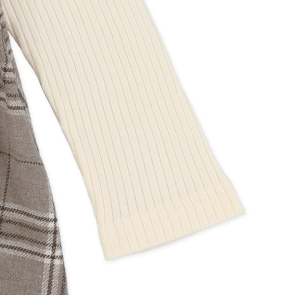 テレコビエラチェック柄レイヤード風長袖トップス