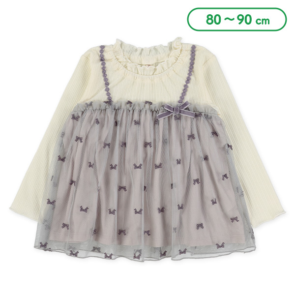 レーシーテレコキャミレイヤード風長袖Tシャツ