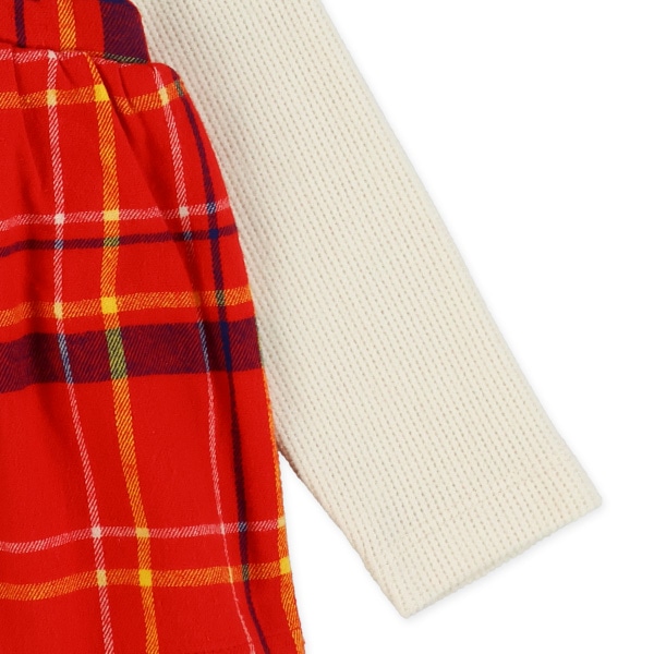 チェックレイヤード風長袖トップス