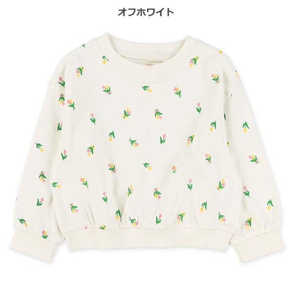 ミニ裏毛花総柄薄手トレーナー