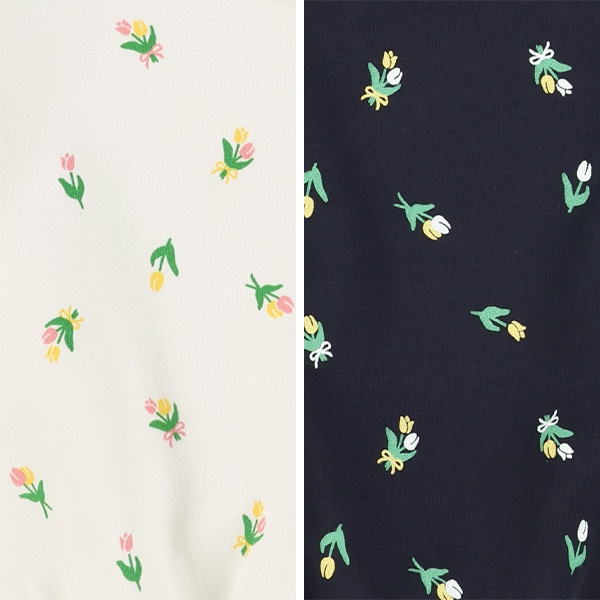 ミニ裏毛花総柄薄手トレーナー