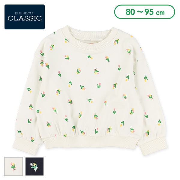 ミニ裏毛花総柄薄手トレーナー