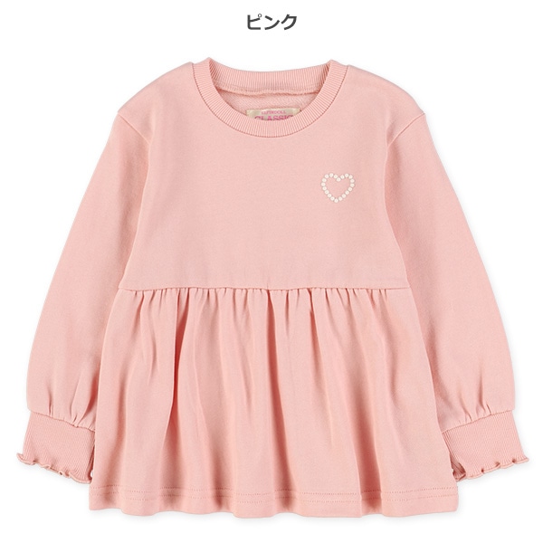 ミニ裏毛胸発泡プリント切り替え薄手トレーナー