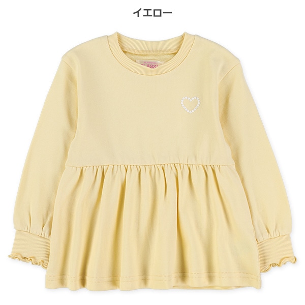 ミニ裏毛胸発泡プリント切り替え薄手トレーナー