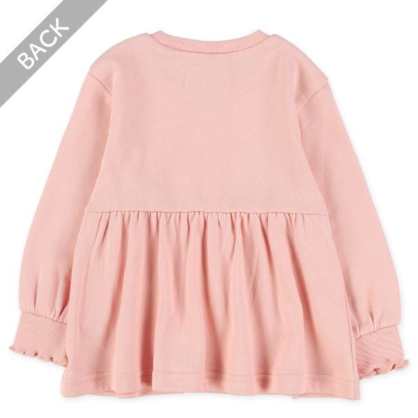 ミニ裏毛胸発泡プリント切り替え薄手トレーナー