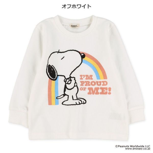 裏毛虹プリント長袖Tシャツ（スヌーピー）