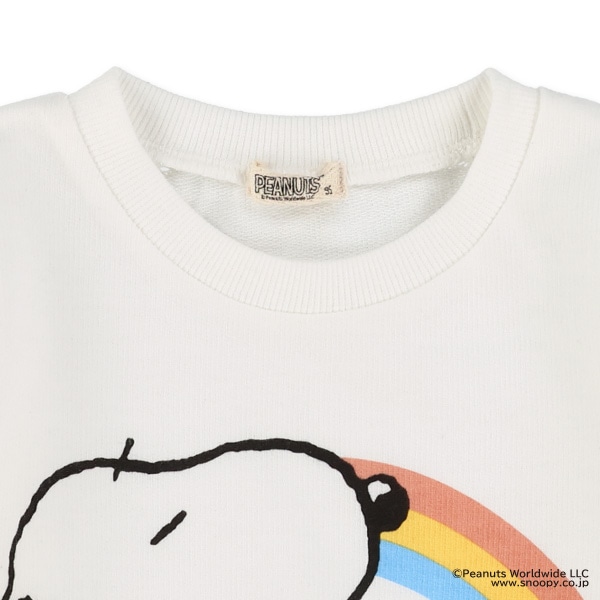 裏毛虹プリント長袖Tシャツ（スヌーピー）