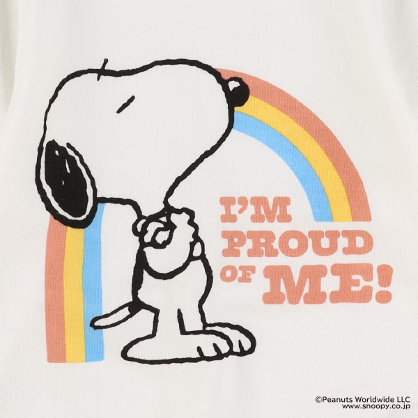 裏毛虹プリント長袖Tシャツ（スヌーピー）