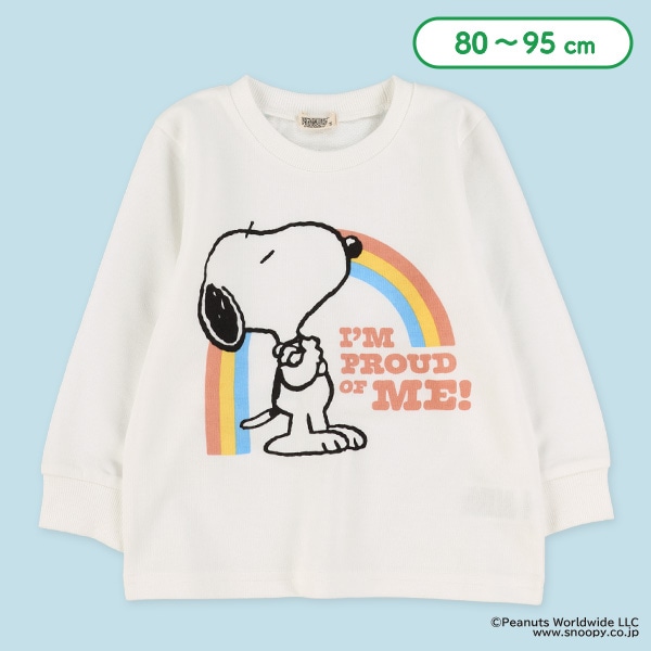 裏毛虹プリント長袖Tシャツ（スヌーピー）