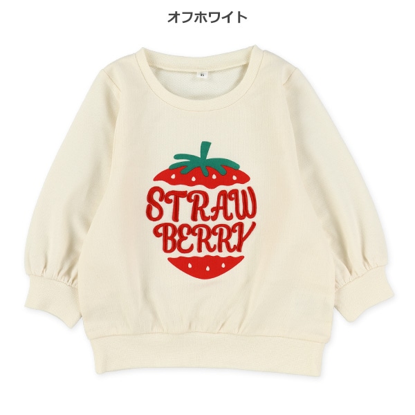 裏毛いちご刺繍薄手トレーナー