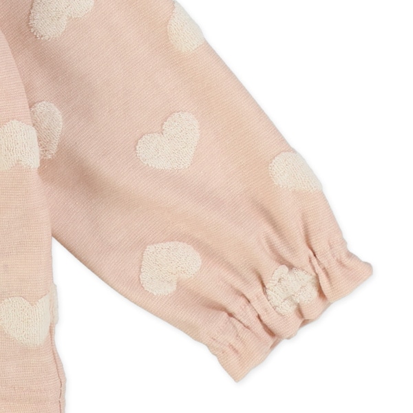 ジャガード裾フリルハート柄長袖Tシャツ