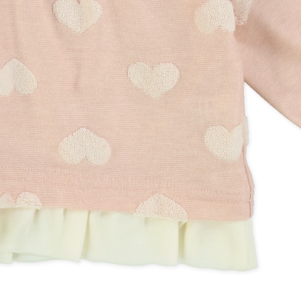 ジャガード裾フリルハート柄長袖Tシャツ