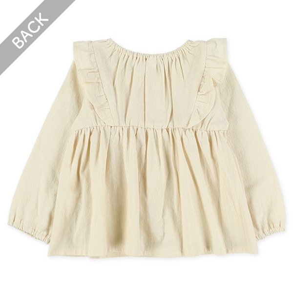 楊柳肩フリル長袖ブラウス