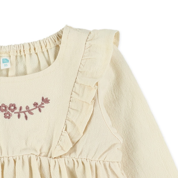 楊柳肩フリル長袖ブラウス