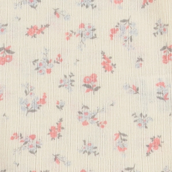 小花柄襟レース長袖トップス