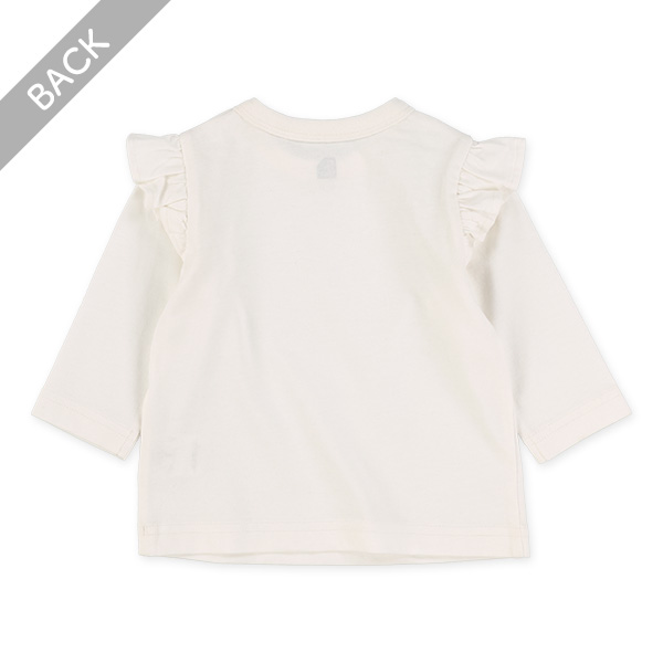 肩フリル無地長袖Tシャツ