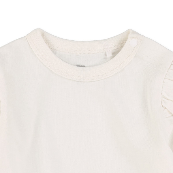 肩フリル無地長袖Tシャツ