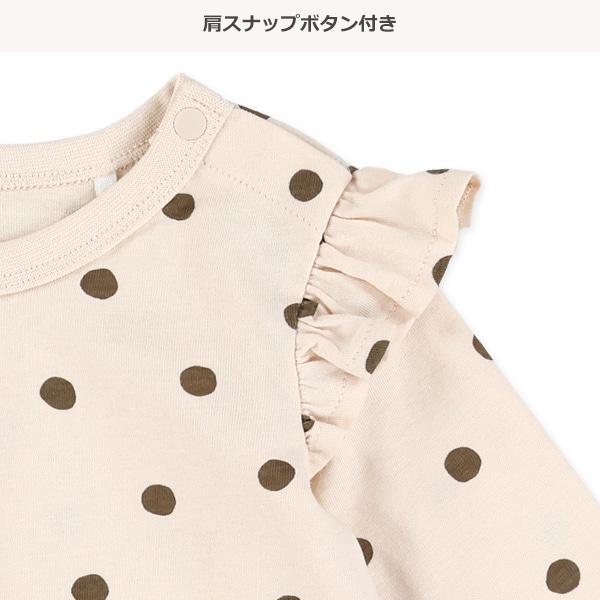ドット・ハート総柄フリル長袖Tシャツ