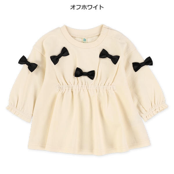 ミニ裏毛リボン付き長袖Ｔシャツ