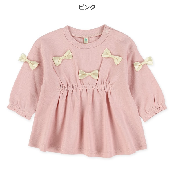 ミニ裏毛リボン付き長袖Ｔシャツ