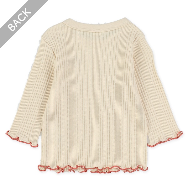 変わりテレコハート刺繍長袖Tシャツ