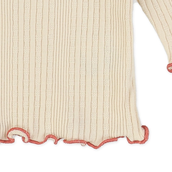 変わりテレコハート刺繍長袖Tシャツ