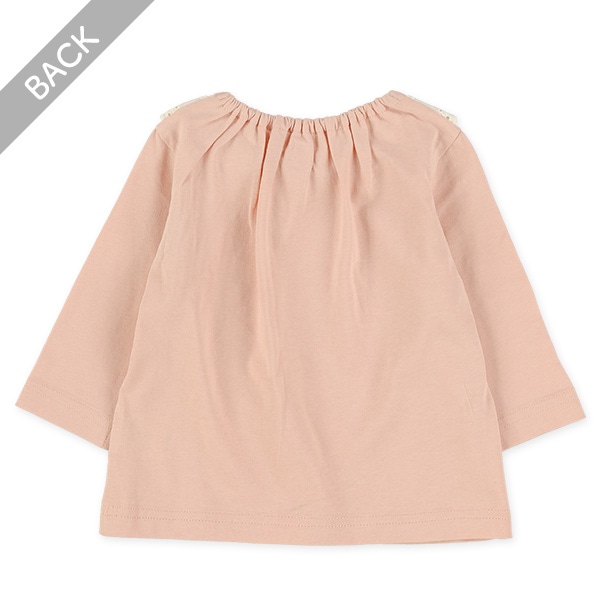 襟レース長袖Tシャツ