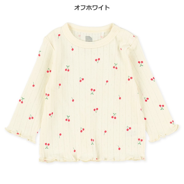 針抜きチェリー柄長袖Tシャツ