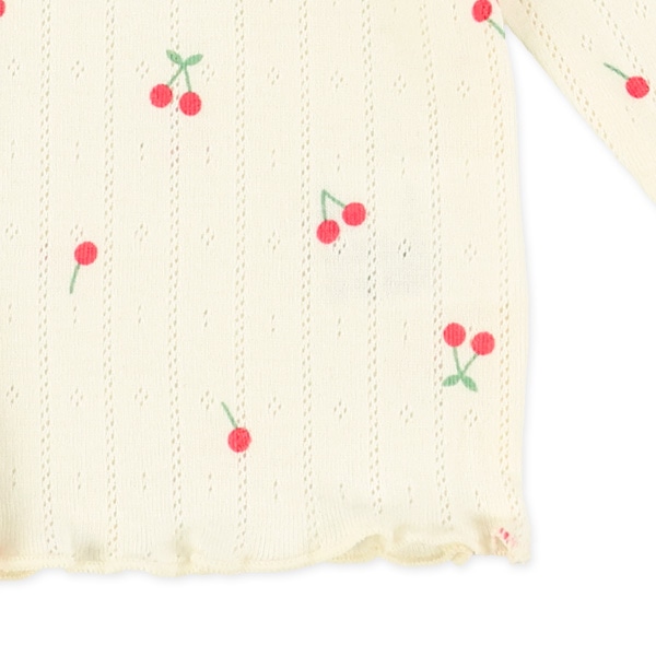 針抜きチェリー柄長袖Tシャツ