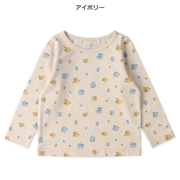 小花柄長袖Tシャツ