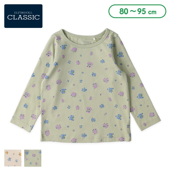 小花柄長袖Tシャツ