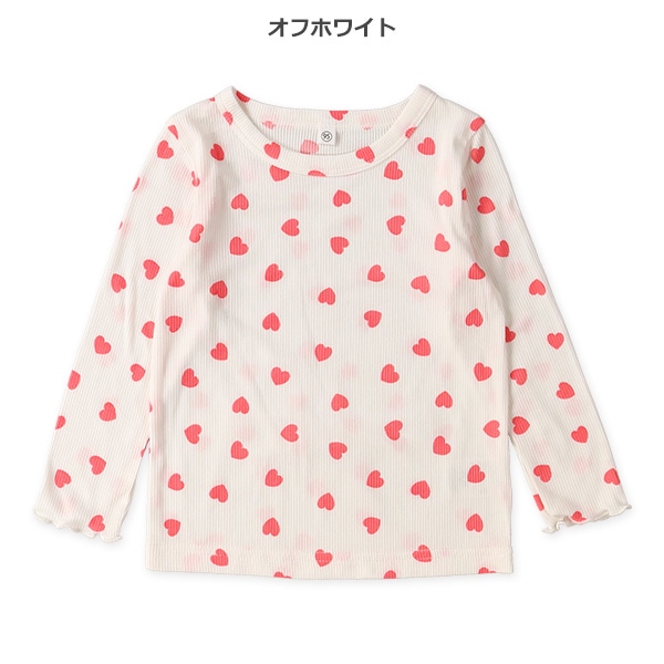 テレコメロウストレッチハート総柄長袖Tシャツ