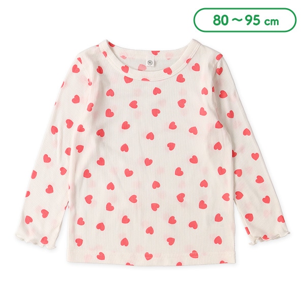 テレコメロウストレッチハート総柄長袖Tシャツ
