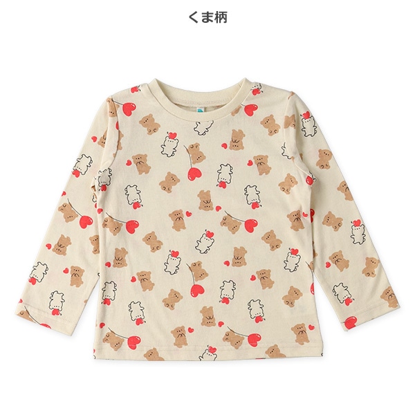 ハートアニマル総柄長袖Tシャツ