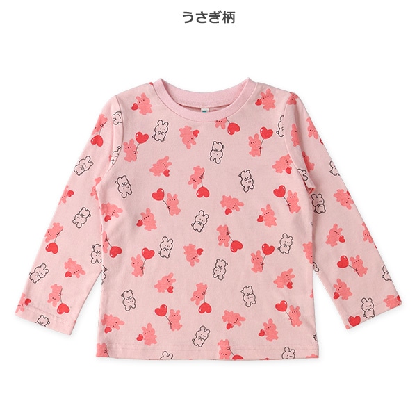 ハートアニマル総柄長袖Tシャツ
