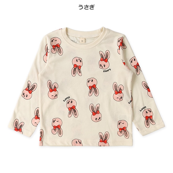 アニマルフェイス総柄長袖Tシャツ